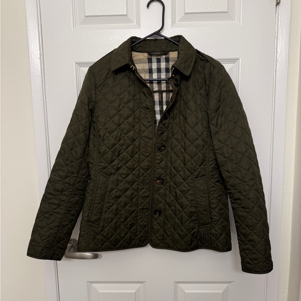 Women's Burberry Quilted Jacket - Olive Green